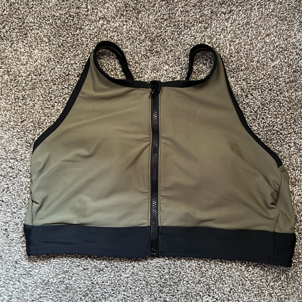 Zipper Front Sports Bra